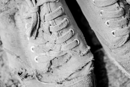 Old canvas Thai student shoes