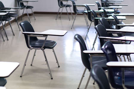 Thai lecture chairs and tables in classroom