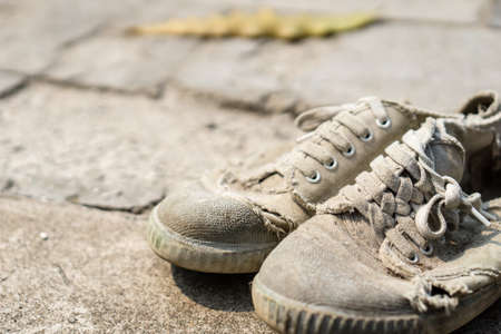 Old canvas Thai student shoesの写真素材