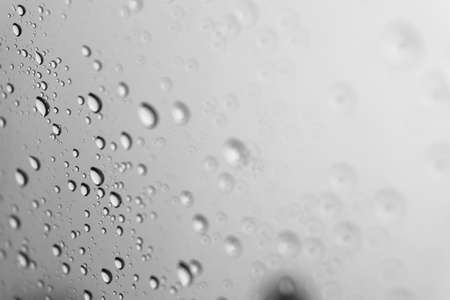 Water drop on glass in gray background
