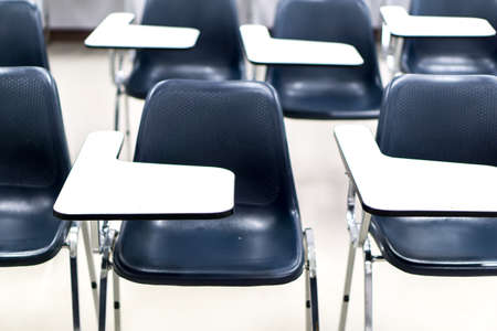 Thai lecture chairs and tables in classroom