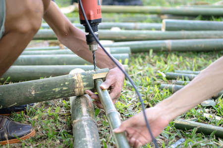 Bamboo woodworking carpenter in Thailandの写真素材