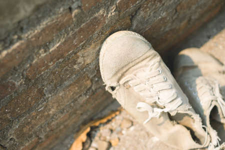 Old canvas Thai student shoes
