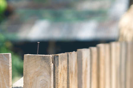 New build wooden fence in Thailandの写真素材
