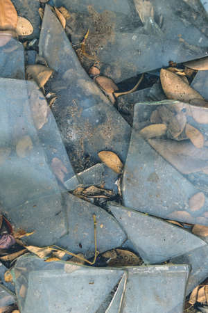 Clear glass broken into pieces