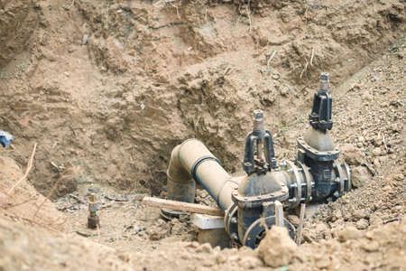 Water PVC Pipes in Ground during Plumbing Construction site