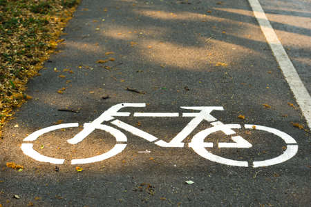Bicycle lane symbol on the roadの写真素材