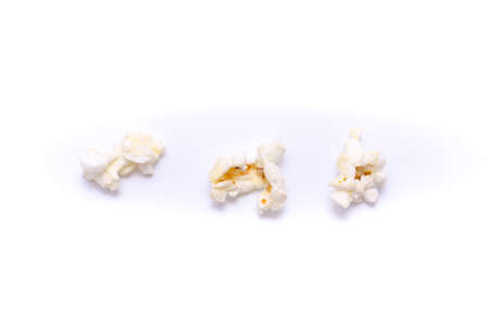 Close up of popcorn on white backgroundの写真素材