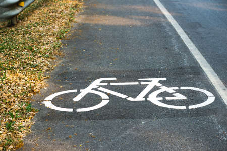 Bicycle lane symbol on the road