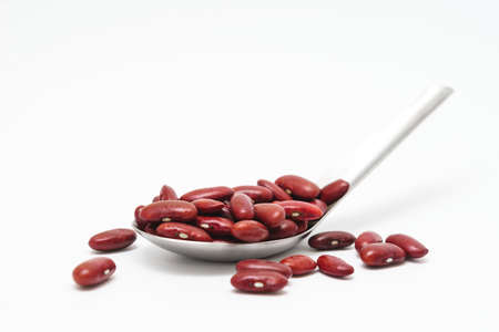 Red bean seed on white backgroundの写真素材