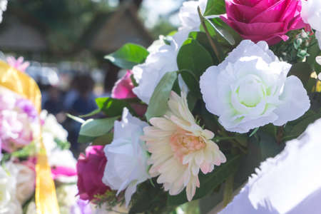 Colorful decoration artificial flower in eventの写真素材