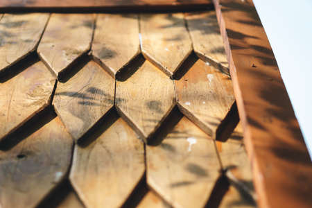 Old teak wooden roof tile