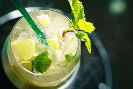 Mojito cocktail with lime and mint