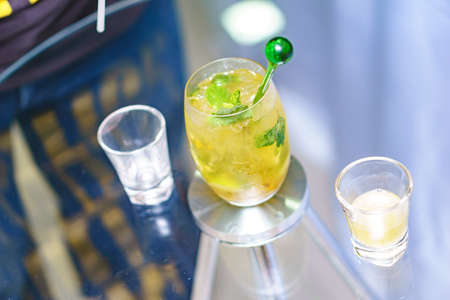 Passion Mojito cocktail with lime ,mint and passion juice