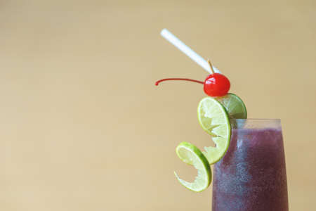 Home made cocktail on wooden backgroundの写真素材