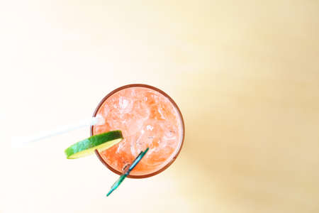 Singapore sling cocktail on wooden backgroundの写真素材