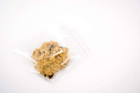 Raisin homemade  cookie in plastic wrapの写真素材
