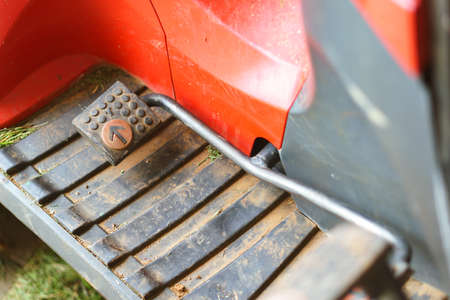 Accelerator pad on lawn moverの写真素材