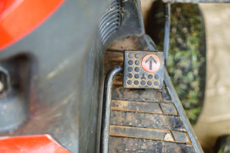 Accelerator pad on lawn moverの写真素材