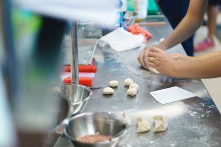Process of cooking Gyoza ,Japanese Dumplingの写真素材