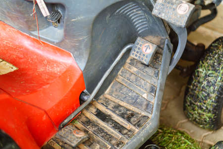 Accelerator pad on lawn moverの写真素材