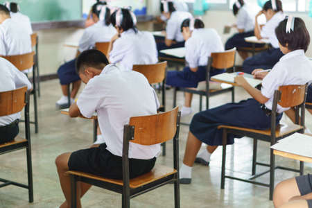 Group of Asian students in classroomのeditorial素材