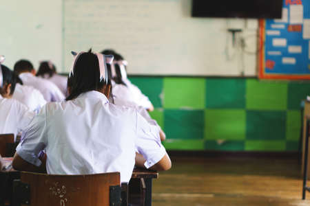 Group of Asian students in classroomのeditorial素材