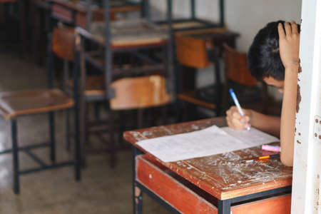 Group of Asian students in classroomのeditorial素材