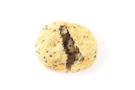 Korean sesame mochi bread on white background