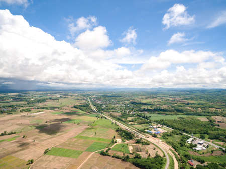 Aerial shot of harvest field