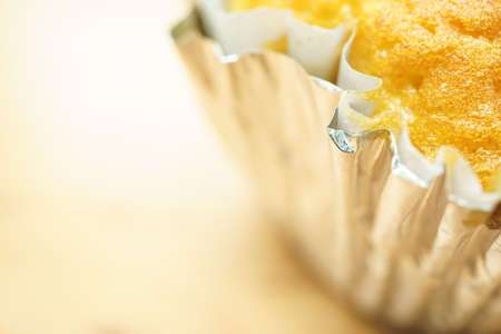 Macro photo of baking cup cakeの写真素材