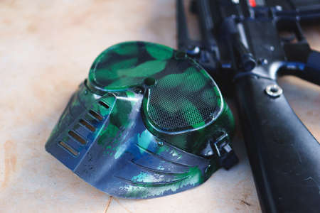 Air soft gun combat maskの写真素材