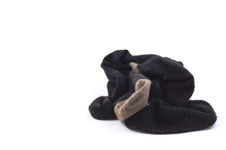 Old unpair socks isolate on white backgroundの写真素材