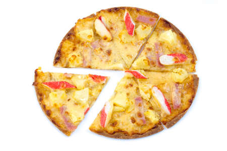 Italian pizza with crab meat ,pineapple and hamの写真素材