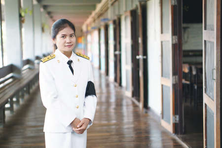 Thai formal officer uniform with black stripeの写真素材