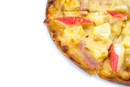 Italian pizza with crab meat ,pineapple and hamの写真素材