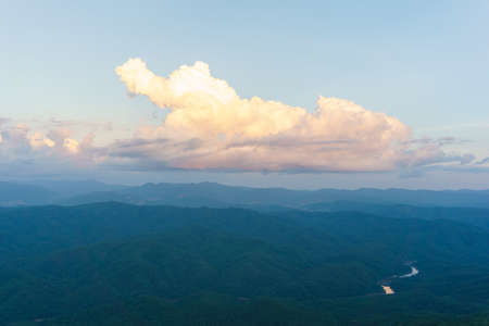 landscape with mountains trees and a river in forest part of Thailand