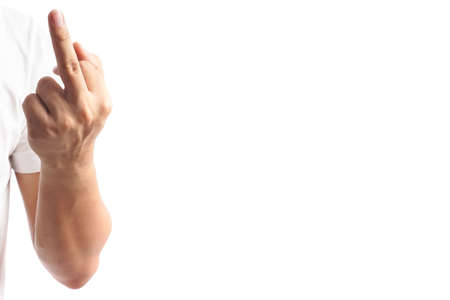 A hand gesture using for word as fuck youの写真素材