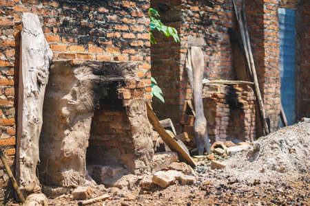 Thai tobacco tradition oven made of red brickの写真素材