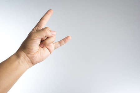 Love hand sign on white backgroundの写真素材