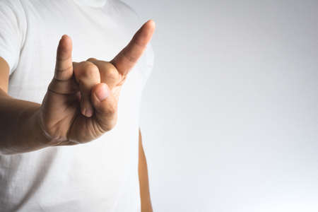 Love hand sign on white backgroundの写真素材