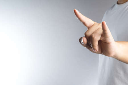 Love hand sign on white backgroundの写真素材