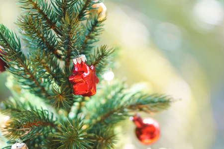 Small and lovely decorated Christmas treeの写真素材