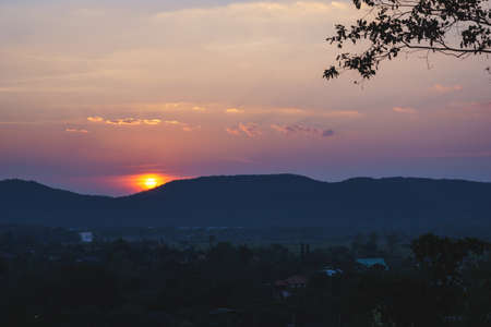 Sunset at countryside at Asian countryの写真素材