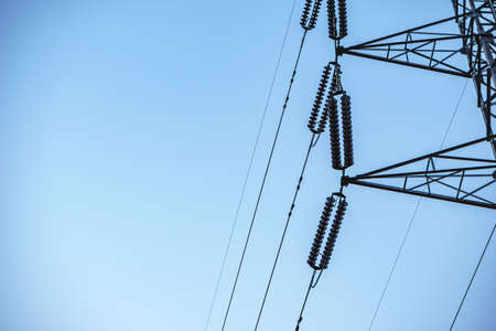 High voltage post or High voltage tower after sunset