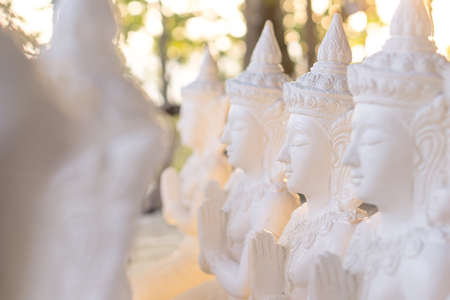 Unfinished Buddhism god statue in public temple in Thailand, some of them have magic mark by kidの写真素材