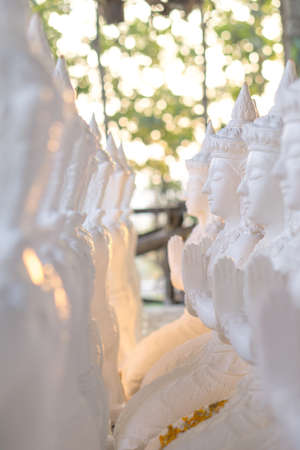 Unfinished Buddhism god statue in public temple in Thailand, some of them have magic mark by kidの写真素材