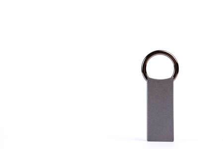 Modern black key ring on white backgroundの写真素材