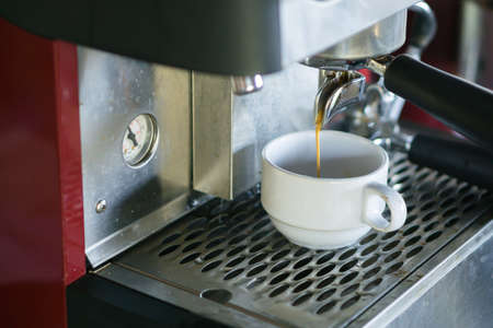 Making espresso with old coffee machineの写真素材