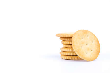 Round biscuit on white backgroundの写真素材
